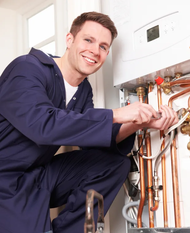 Technician responding to an emergency home service call at night